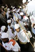 Procesí během Timkatu. Lalibela. Sever,  Etiopie.