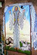 Svatý obrázek fungující jako oltář v Lalibelském kammeném chrámu. Etiopie.