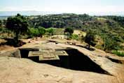 Kamenn chrm sv. Ji. Lalibela. Sever,  Etiopie.