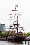 Loď (muzeum) v Amsterdamu. Nizozemsko.