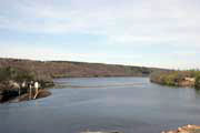 St Croix Falls, dol eky St Croix, Wisconsin. Spojen stty americk.