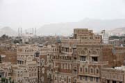 Domy v historickm centru hlavnho msta Sana. Jemen.