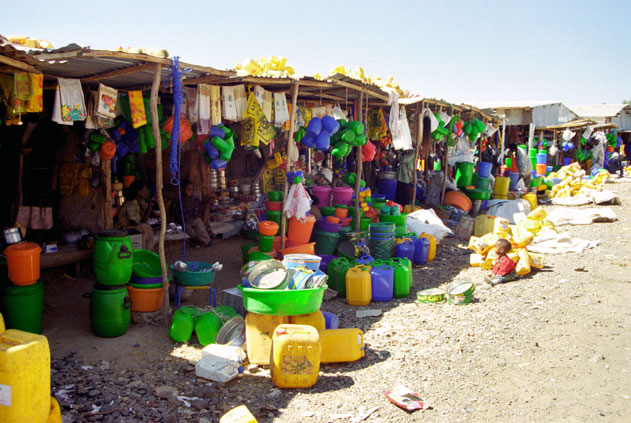 Trh v Aksumu. Sever,  Etiopie.