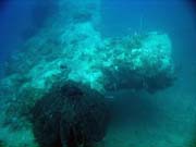 Potápění u ostrovů Togian, Kadidiri, vrak bombardéru B24 z druhé světové války potopený 3. května 1945. Sulawesi, Indonésie.