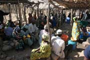 Na trhu ve vesnici Rhumsiki (Roumsiki) v pohoří Mandara. Kamerun.