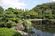 Zahrada Koko-en ve městě Himeji. Pěkný příklad typické japonské zahrady. Japonsko.