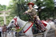 Tsurugaoka Hachiman-gu Shrine Reitaisai (Kadoron Festival) svatyn Tsurugaoka Hachiman-gu. Tento den se kon Yabusame - tradin japonsk lukostelba z kon. Msto Kamakura. Japonsko.