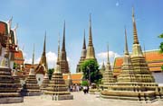 Komplex chrámu s ležícím Buddhou Wat Pho. Bangkok. Thajsko.